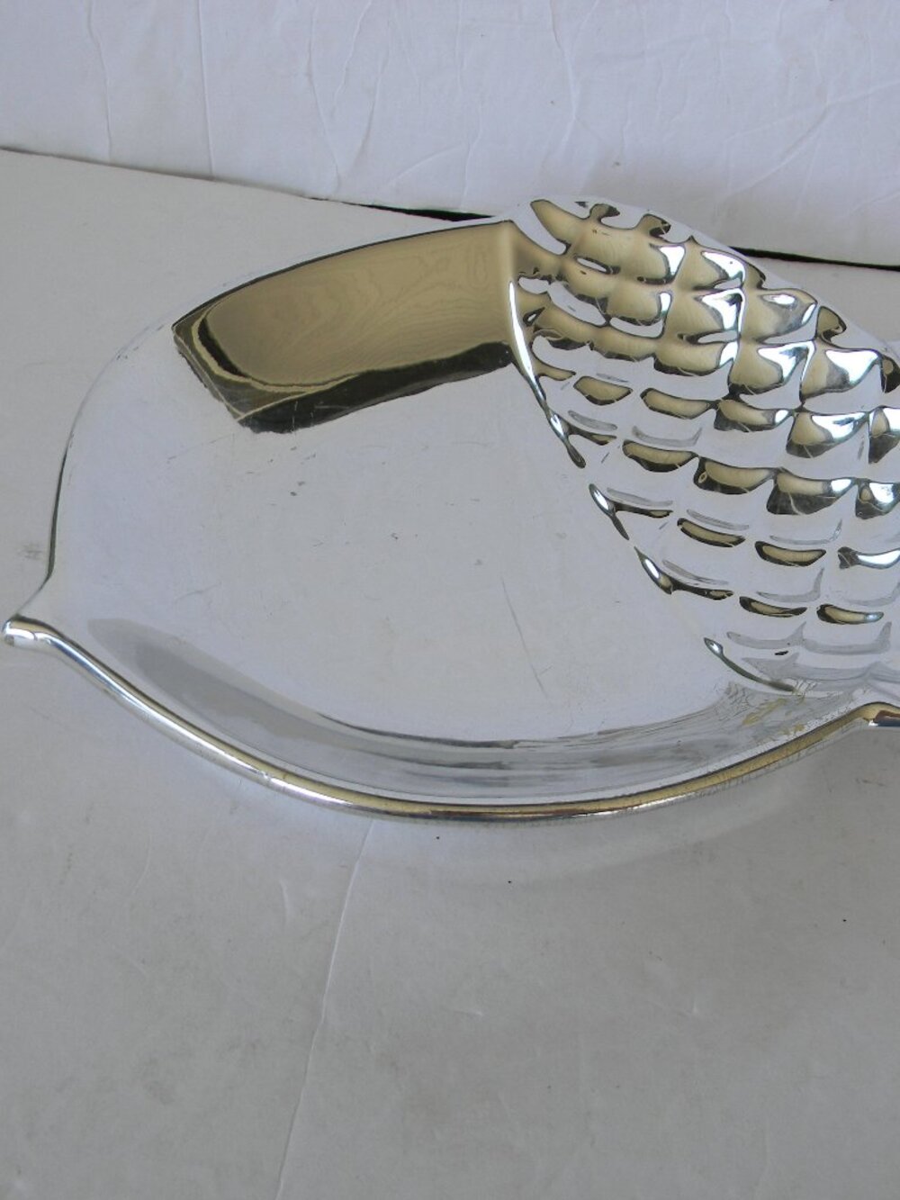 SLATKIN & CO. SILVER ACORN DISH TRAY CANDLE HOLDER  7.5"X10" FALL HARVEST